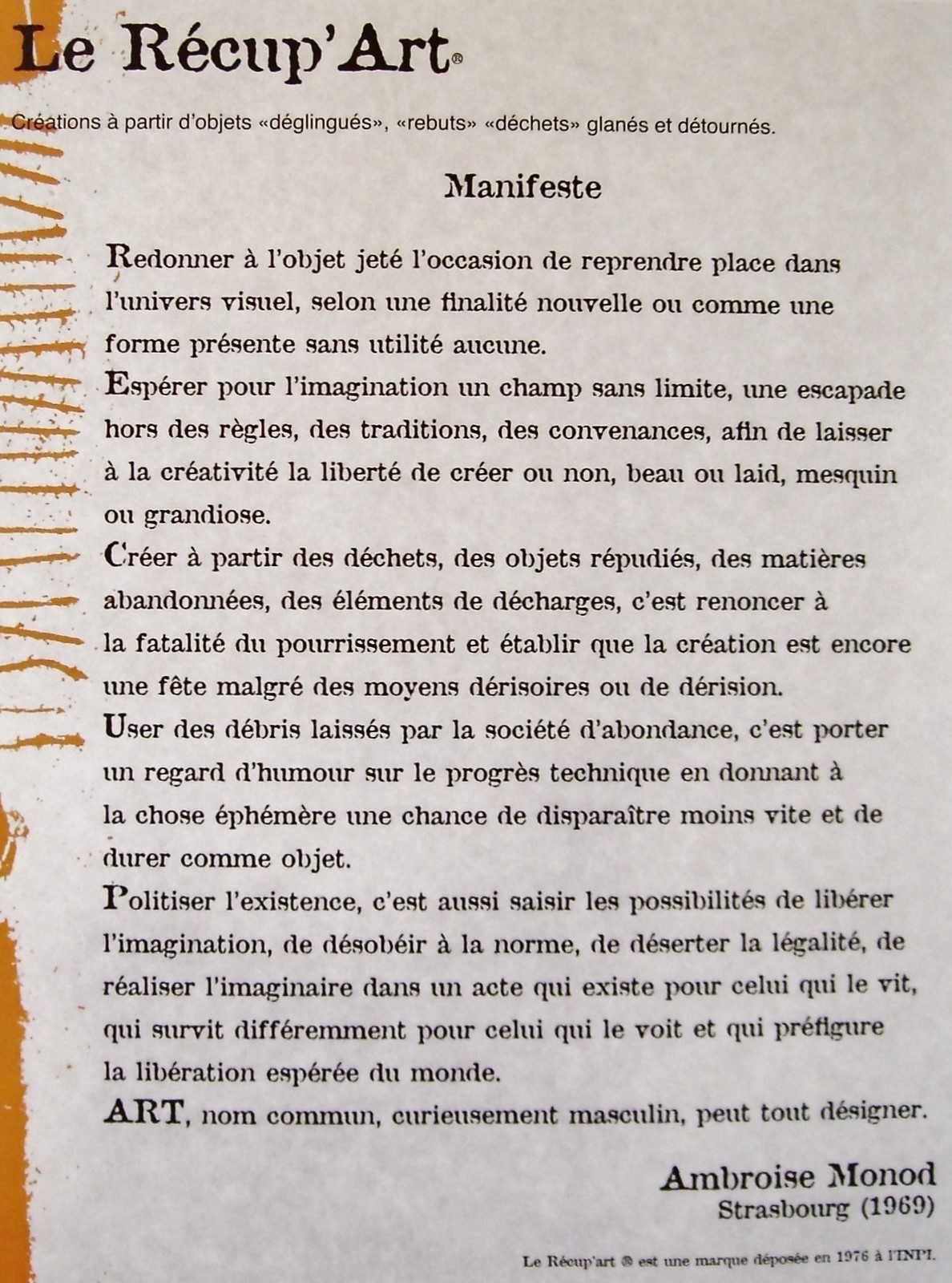 Manifeste Récup'art
